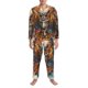 thumbnail image 3 of Balery Colorful Owl Tattoo Art Pijama para Hombre de Dos Piezas con Manga Larga, Conjunto de Dormir y Descanso Suave con Bolsillos-Large, 3 of 7