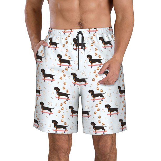 Fotbe Dachshund On A Skateboard Trajes de Baño Estampados para Hombre, Shorts de Verano de Secado Rápido, Ropa de Playa, Bañadores-X-Large