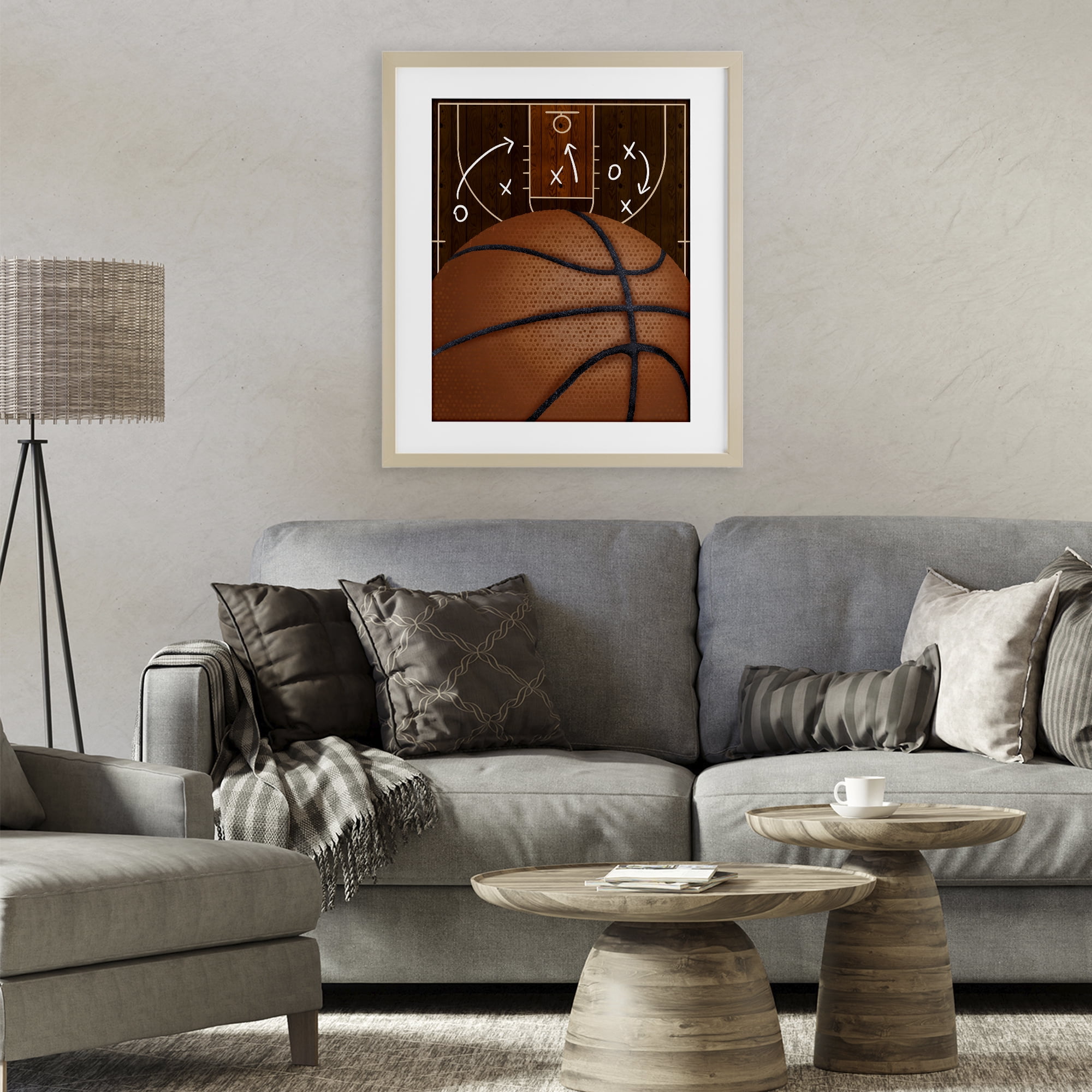 Stupell Industries Basketball Court Tactics Birch Framed Print Under Glass, design by Jennifer Stith
