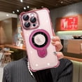 thumbnail image 6 of Magnetic for iPhone 15 Pro Max Case, [Compatible with Magsafe] [Military Drop Protection] [Built in Kickstand] Slim Shockproof luxury Plating Stand Case for iPhone 15 Pro Max 6.7'', Pink, 6 of 9