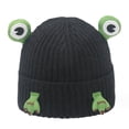 thumbnail image 1 of Gorro de lana con protección para las orejas con forma de rana de dibujos animados, divertido gorro de lana holgado y cálido para esquiar en invierno, 1 of 5