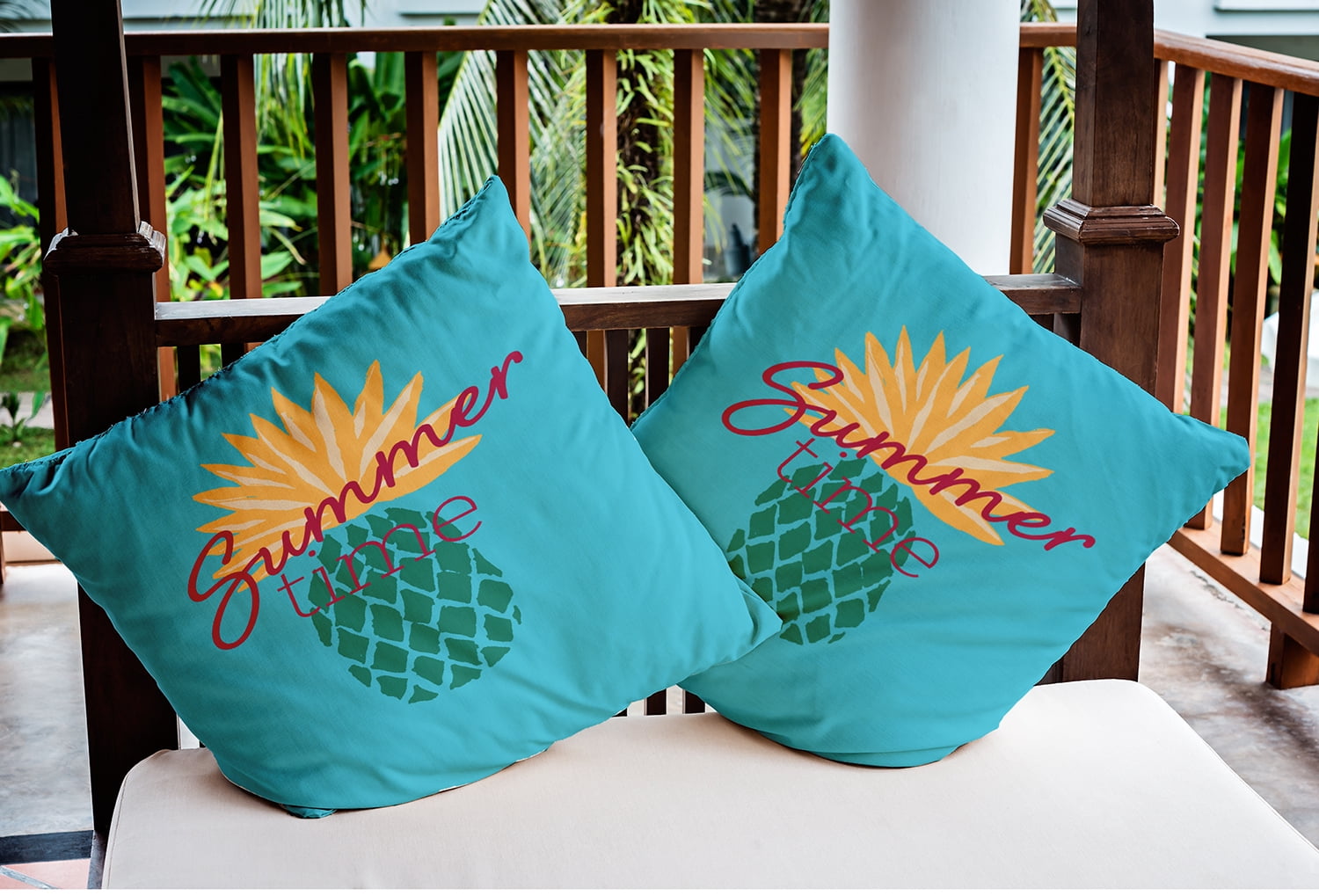 16" x 16" Simply Daisy Summer Time Pineapple Indoor/Outdoor Pillow, Lipstick Pink Qty 1
