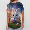 thumbnail image 3 of LTTVQM Easter Scrub Tops for Women 2026 Plus Size Bunny Eggs Print Cute Short Sleeve Tops Comfortable V-Neck Holiday Scrub Tops with Pockets Navy 4XL, 3 of 5