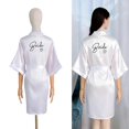 thumbnail image 2 of Elegant Silk Bride Robe With Black Letter Lettering Breathable Polyester For Wedding Morning Ceremony And Daily LoungeWear Multicolor, 2 of 4