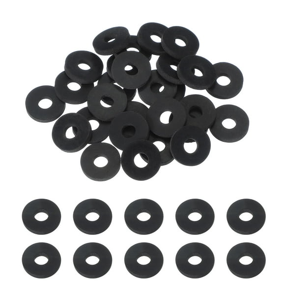 20 Pcs M6.4 Rubber Flat Washers 6.4mm ID 19mm OD 3mm Thick Plain Washer Grommets Sealing Spacer Gasket Ring Water Hose Washers, Black