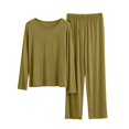 thumbnail image 3 of WHEANG Pajamas for Women Set Solid Color Loose Long Sleeve Pajama Set Soft Long Pants Sleepwear 2 Piece Loungewear Outfit Casual Home Nightwear Size XXL Color Bronze, 3 of 3