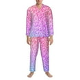 thumbnail image 3 of Naloa Colorful Glitters Men’s Pajamas Set - Long Sleeve Button Down Sleep Shirt and Pajama Bottoms Sleepwear Set-XX-Large, 3 of 7