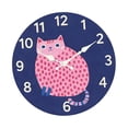 thumbnail image 3 of Reloj de pared de , reloj colgante de madera, silencioso, con números arábigos, sin , decoración de pared para bar, aula, sala de fiestas, Gato rosa, 3 of 8