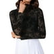 thumbnail image 1 of Blusas transparentes de malla floral para mujer, con cuello alto, de manga larga, sexy, 2XL, negras, 1 of 6