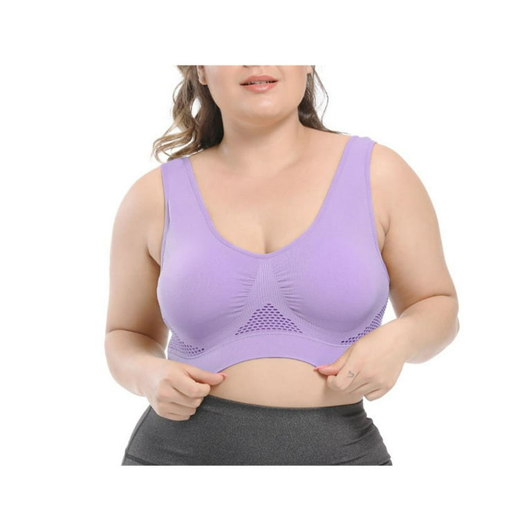 Women Sport Yoga Push Up Bra Wireless Underwear Bralette Lingerie Vest Tops  Plus Size Purple S 