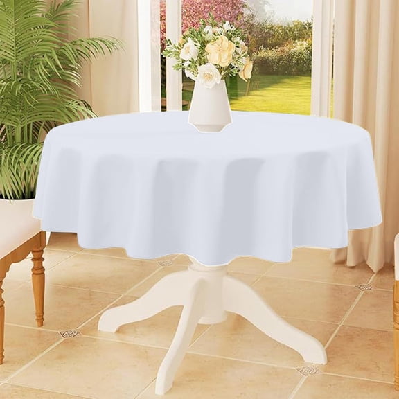 Waterproof Round Tablecloth, 60 Inch Machine Washable Polyester Table Cover, Spill Resistant Table Liner for Dining Room Gatherings, Solid Color Tablecloth for Casual and Formal Events