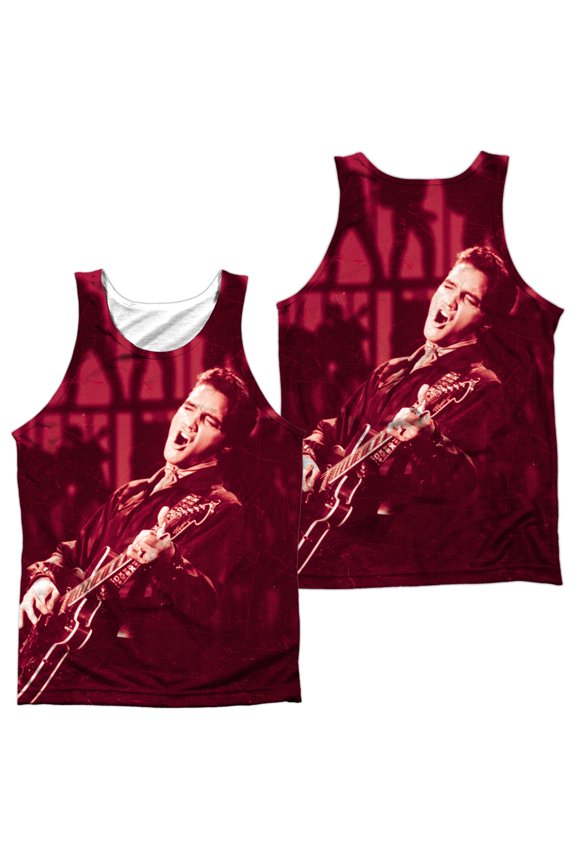 Elvis Presley/scratched 68-adult 100% Poly Tank Top-white-2x