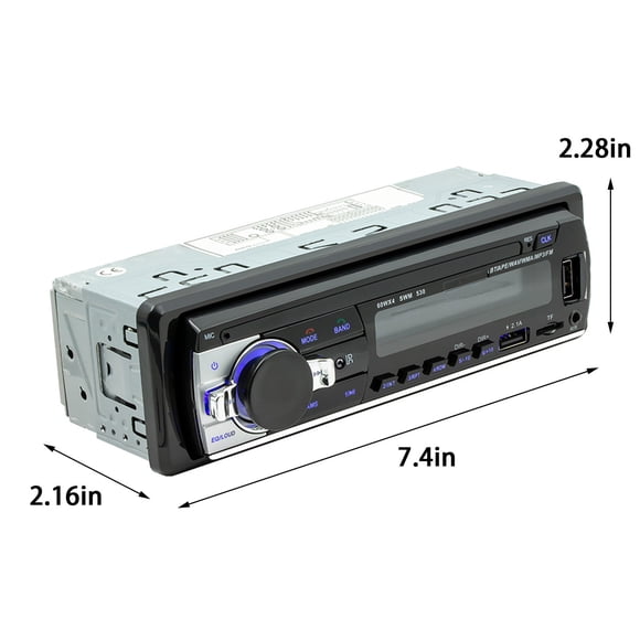 Herunwer Universal Single-DIN Car Stereo with Bluetooth 5.0, USB/SD/AUX Input, FM Radio, and MP3 Playback