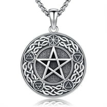 DRINSPER Wiccan Jewelry Pentagram Necklace Pentacle Pendant for Women Men, 925 Sterling Silver Pagan Magic Amulet Witchy Necklace for Women Men Gifts for Fathers Day