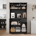 thumbnail image 4 of 71" Tall Black Kitchen Pantry Cabinet, Kitchen Pantry Storage Cabinet with Power Outlet, Freestanding Kitchen Hutch with countertop, 4 of 8