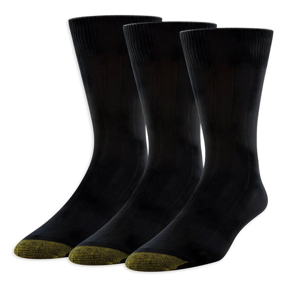 TELOLY Men's Dress Rib Crew Socks, Black Socks, 3-Pack