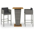 thumbnail image 5 of vidaXL Patio Bar Set Outdoor Bistro Set Bar Stool Bistro Table Poly Rattan, 5 of 19