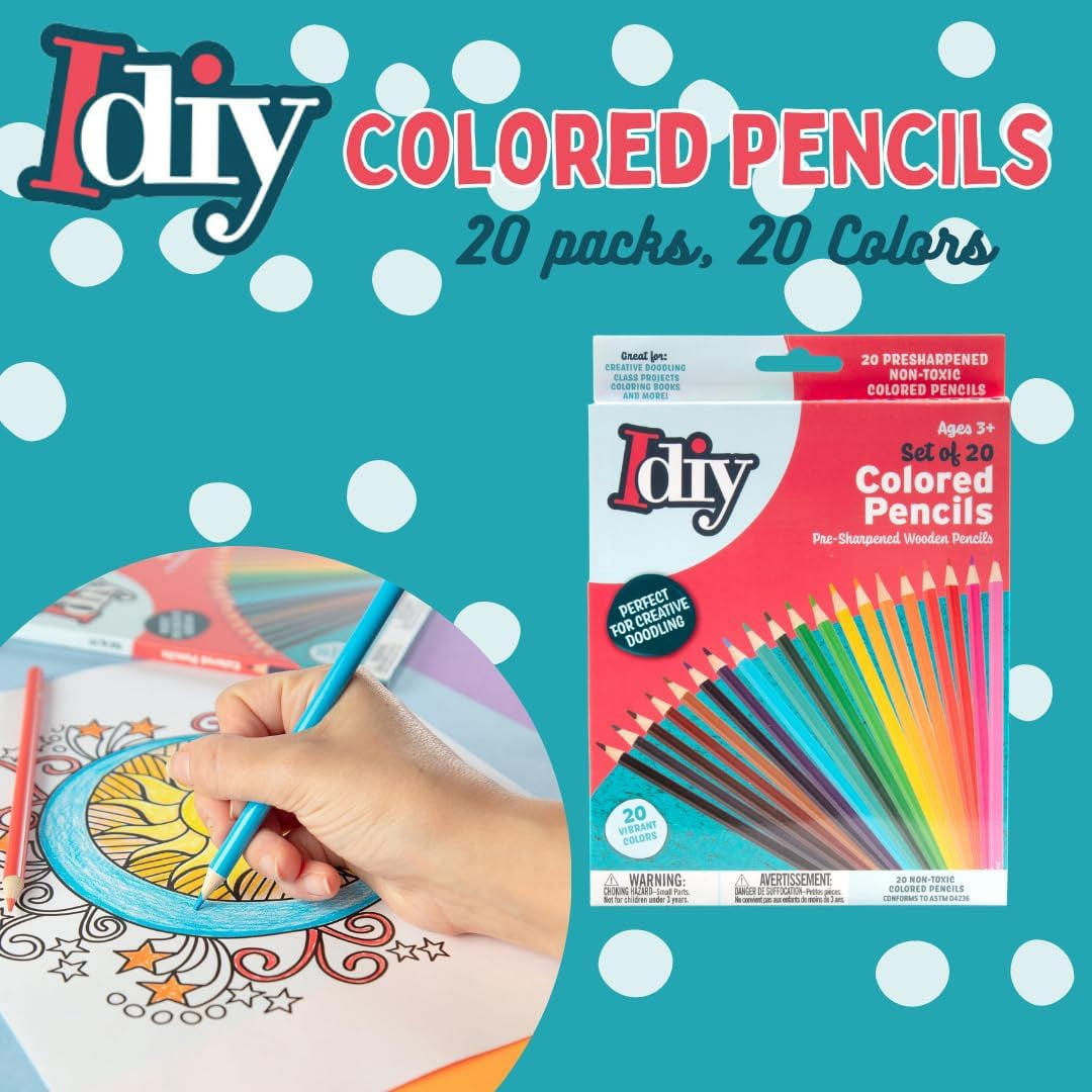 Idiy Individually Packaged Boxes of 20 Colored Pencils (20 Packs, 400 Total)- Safety Tested, For Kids, Teachers, Art Class Pack Classrooms, Restaurants, School Supplies, Craft Project & Gifts