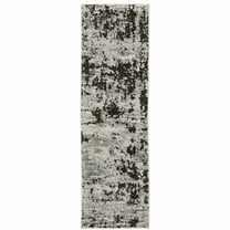 HomeRoots 508586 2 x 8 ft. Gray Charcoal Black & Ivory Abstract Power Loom Stain Resistant Runner Area Rug