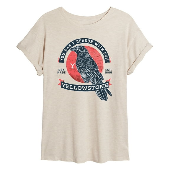Yellowstone - Can't Reason With Evil Crow - Juniors Ideal Flowy Muscle T-Shirt