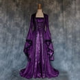 thumbnail image 2 of Heliisoer Femmes Rétro Style Solide Couleur Trompette Manches Princesse Robe, 2 of 5