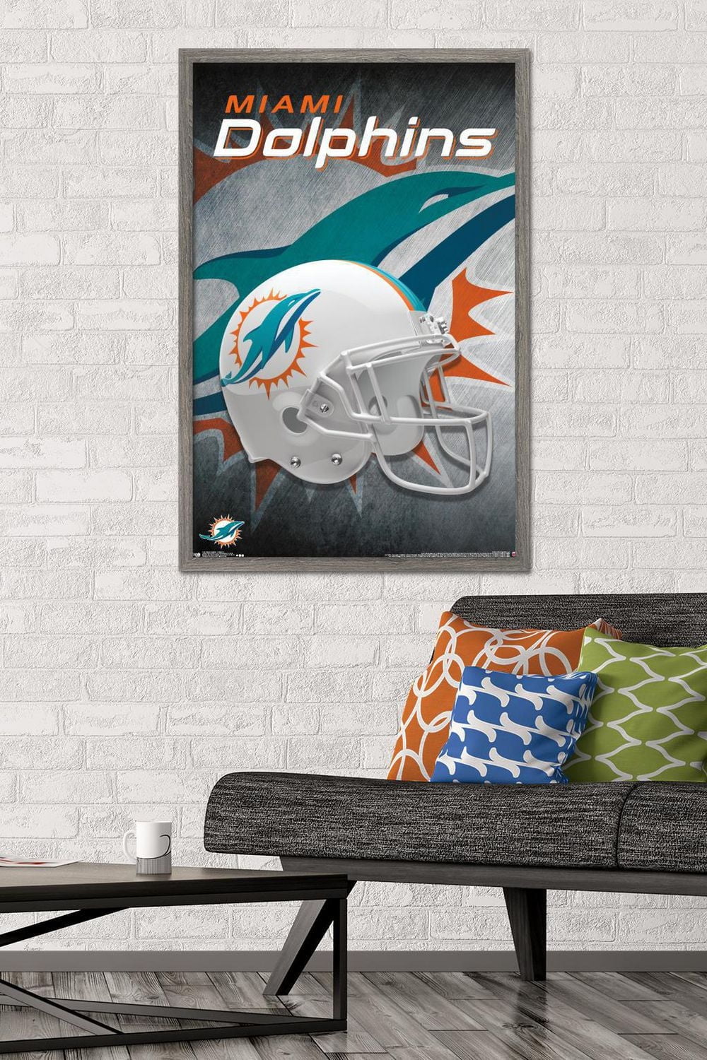 NFL Miami Dolphins - Helmet 18 Wall Poster, 14.725" x 22.375" Framed