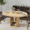 thumbnail image 4 of Pusnapku Extendable Circle Dining Table for 4-8, Modern 43"-59" Oval Kitchen Table with Storage, Fluted Sliding Door, Round Pedestal, for Living Room, 4 of 10