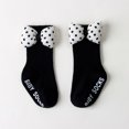 thumbnail image 2 of CUZIBR Girls Cozy Socks Knee High Socks Solid Color Cute Cartoon Bow Floor Socks Breathable Soft Dress Stockings Knitted Fashion Footwear,Black1,1-2 Years, 2 of 3