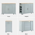thumbnail image 6 of Tcbosik Farmhouse Kitchen Island with Charging Station, Lockable Wheels and Hidden Trash Can Cabinet, Rolling Island Table with Open Shelves, Storage Drawers and Internal Rack, Grey & Blue, 6 of 10