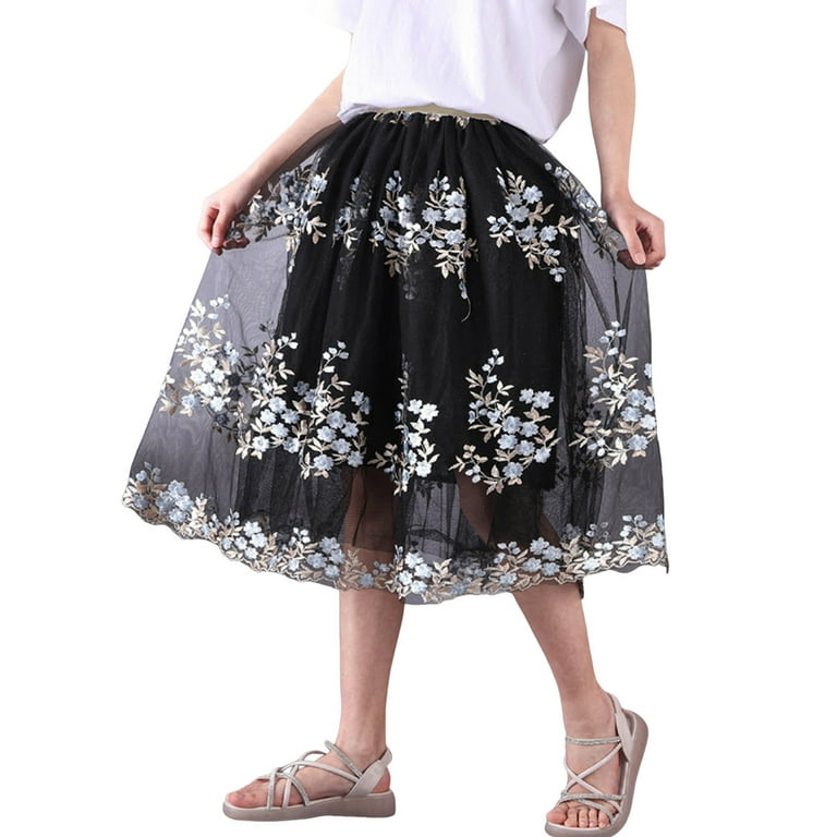 WOYY Big Girls Embroidery Ballet Dance Skirt Party Princess Tutu