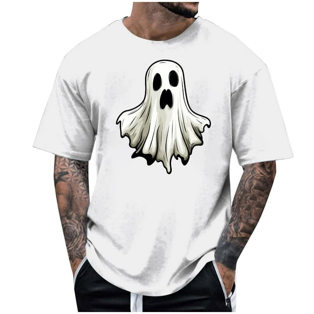 Blusas y camisas de manga corta y cuello redondo para hombre. Blusas/camisetas de manga corta con cuello redondo y estampado de Halloween para hombre. Blusa para hombre.