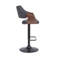 thumbnail image 3 of Adjustable Barstool with Faux Leather and Wooden Support, Black and Gray, 3 of 5