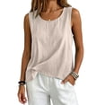 thumbnail image 5 of Lumtrix Womens Cotton Tank Tops Dressy Casual Summer 2026 Boho Loose Fit Top Lightweight Beach Sleeveless Shirts Beige M, 5 of 6