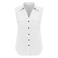 thumbnail image 5 of Stamzod Sleeveless Button Up Shirt Women Summer Cotton Linen Tank Tops Dressy Casual Collared Blouses with Pocket White S, 5 of 8