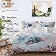 thumbnail image 3 of Merry Christmas Bedding Duvet Cover Set Twin Size 4 Pieces Train Snow Flowers Lights Berries Pink Bedding Set with Zipper Closure, 1 Comforter Cover 68x86 Inches 1 Flat Sheet & 2 Pillow Cases, 3 of 7