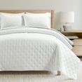 thumbnail image 4 of Lush Decor Haniya Solid Waffle Woven Textured Cotton Quilt Set, 3 Piece Set, King, White - Soft Waffle Quilt - White Bedding Set - Minimalist, Modern & Farmhouse Bedroom Decor, 4 of 9