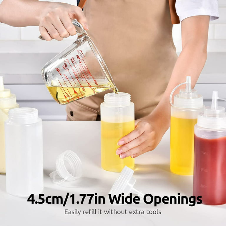 24 Pcs 8 oz Plastic Condiment Squeeze Bottles Squeeze Leak Proof  Multipurpose Squirt Bottles with Twist Top Cap for Sauces Ketchup BBQ Syrup  Dressings