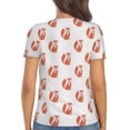 thumbnail image 3 of Fuzoiu Orange Fox Print Women's V-Neck T-Shirt,Women's Short Sleeve Top, Comfortable for Work, Leisure, and Sports, 3 of 7
