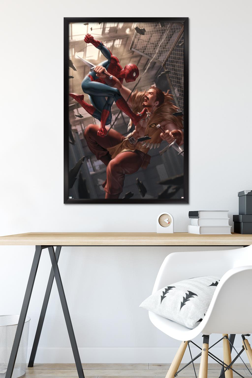 Marvel Comics - Spider-Man - Battle with Kraven Wall Poster, 22.375" x 34", Framed
