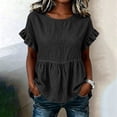 thumbnail image 5 of ClodeEU Women's Round Neck Ruffle Short Sleeve Babydoll Blouse,Casual Loose Peplum Summer Tunic Top Black,Women's Plus L, 5 of 7