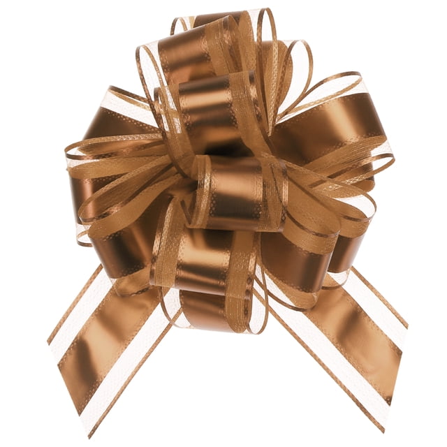 12pcs 9" Extra Large Pull Bow Metallic Gift Wrapping Bows Ribbon Organza Coffee for Wedding Baskets Presents