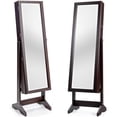 thumbnail image 2 of Giantex Jewelry Cabinet Armoire, Large Storage Lockable Organizer with Frameless Free Standing Dressing Mirror(Brown), 2 of 8