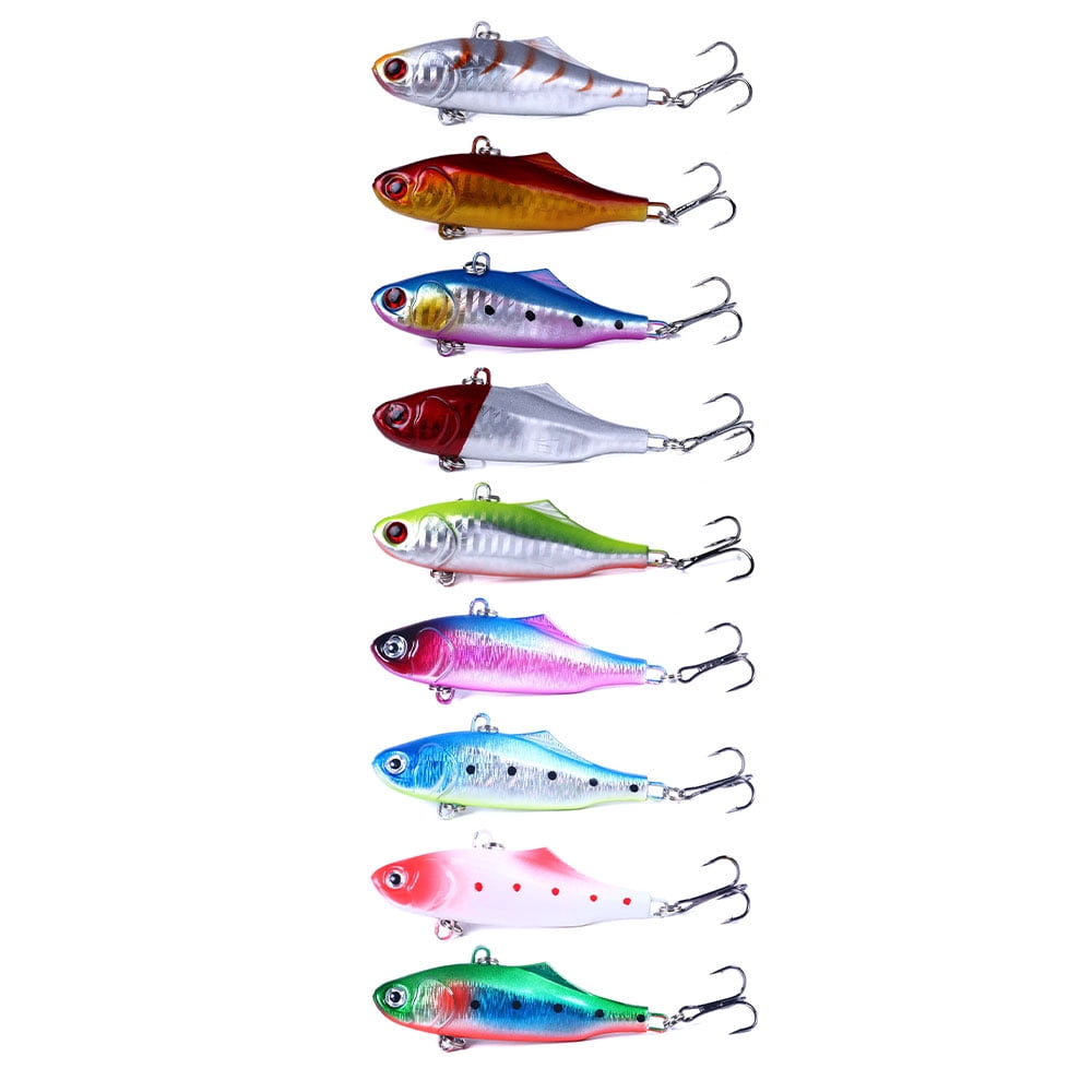HENGJIA Fishing Lures, 9 Pack Lipless Crankbaits for Bass, Deep Diving Minnow VIB Lifelike Hard Baits Sinking Fishing Lure for Saltwater Freshwater Bass, Redfish, Trout, Walleye, 0.85oz/2.76in
