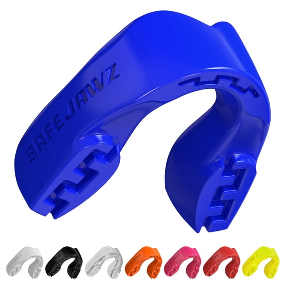 SAFEJAWZ Sports Mouth Guard Slim Fit, Adults and Junior Mouthguard with Case (Blue, Youth (Up to 11 yrs))