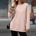 thumbnail image 5 of Women's Oversized Crewneck Sweatshirt Long Sleeve Fleece Pullover Fall Fashion Casual Tunic Top with Pocket No Hood, 5 of 7
