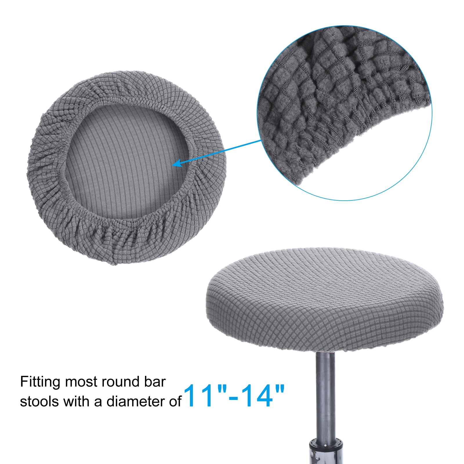 Unique Bargains Round Bar Stool Covers Washable Elastic Kitchen Living Room Cushion Cover Light Gray