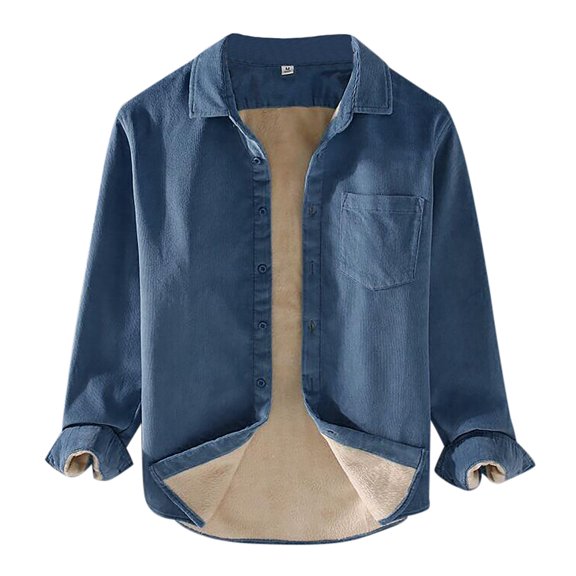 Men's Casual Corduroy Shirt Long Sleeve Lapel Top Comfortable Stylish One Pocket Button Down Men's Oversized Tee Summer Tops Streetwear