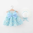 thumbnail image 2 of Zanarzt Toddler Girl Dress Toddler Baby Girl Boho Dress Ruffle Casual Cotton Floral Summer Beach Dresses Sundress with Hat 3-4 Years,Sky Blue, 2 of 3