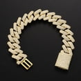 thumbnail image 3 of Pulsera europea y americana de hip hop chapada en oro auténtico de 20 mm con cadena cubana maciza y hebilla de caja grande de circonitas para hombre, 3 of 6