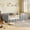 Gray, variant on Full Size Velvet Upholstered Floor Bed with Safety Guardrails, Low-Profile Design with Hidden Feet and Sturdy Slats, No Box Spring Needed, Orange